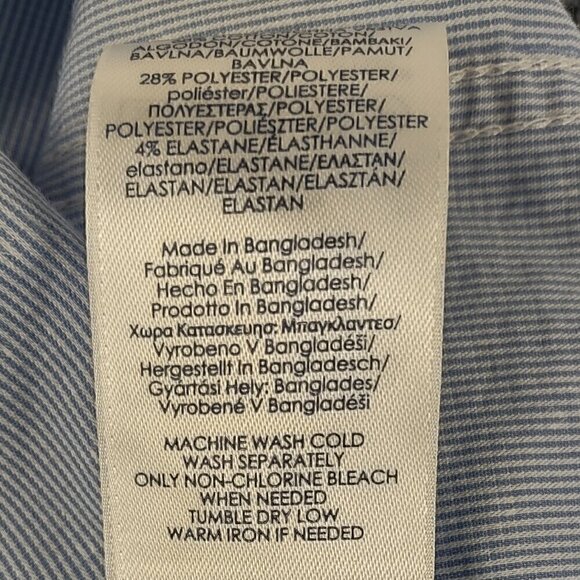 Chaps Men’s Blue, White Cotton Blend Pattern Button Down Dress Shirt Size Large - Picture 13 of 13